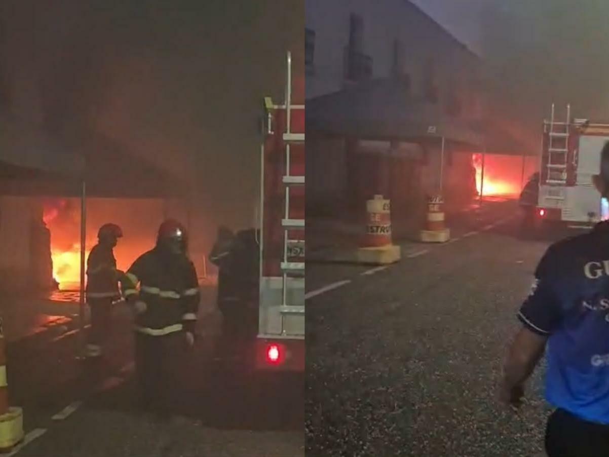 Van pega fogo nas proximidades da Catedral de Belém.